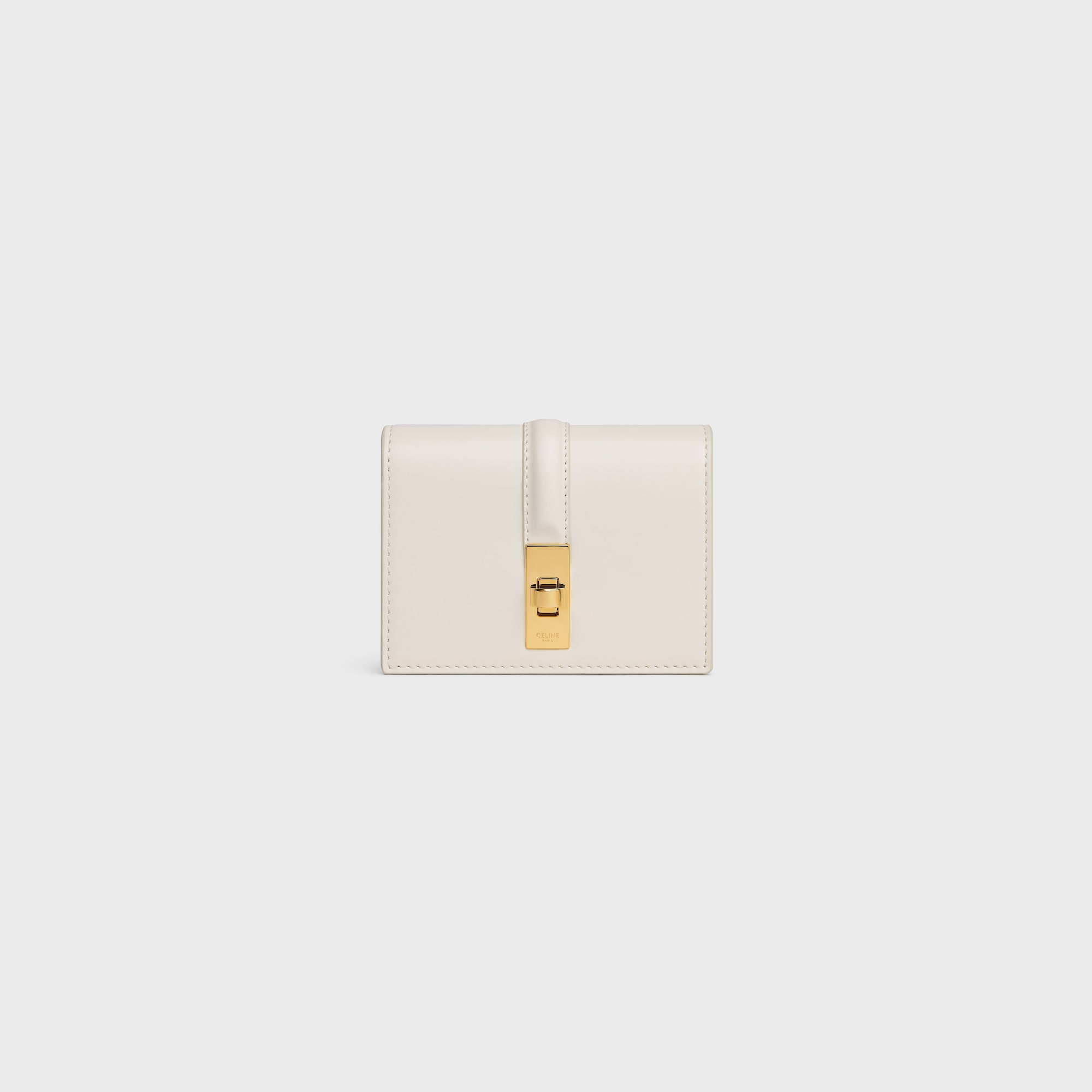 CARD HOLDER WITH FLAP 16 IN SATINATED CALFSKIN WHITE COTTON - Image 1